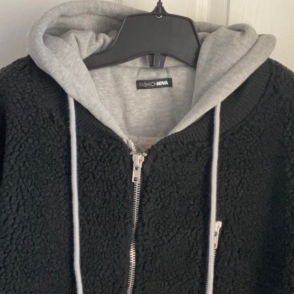 Fashion Nova oversized Sherpa double winter hoodie zip up sz M - Picture 4 of 11